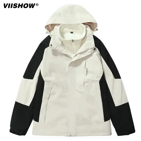 VIISHOW三合一冲锋夹克男可拆卸户外防水登山服春秋季潮牌宽松外商品大图