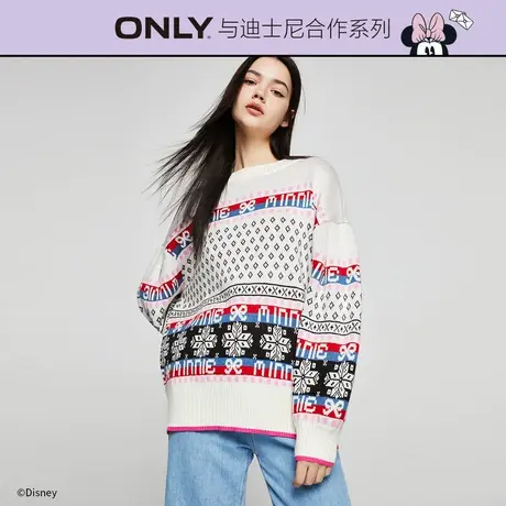 【买5免1】ONLY奥莱夏季迪士尼米奇米妮合作款时尚撞色毛衣女商品大图