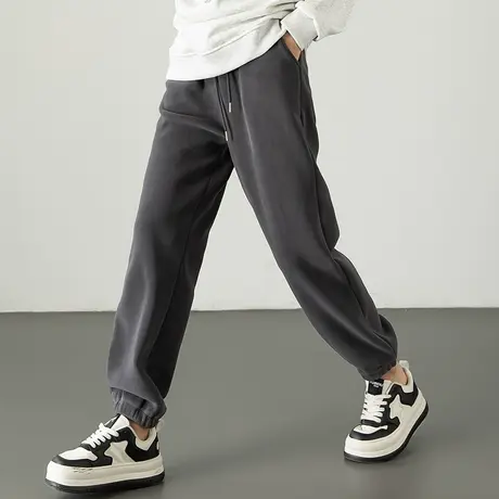 冬季加绒运动裤女2023新款秋冬显瘦裤子九分休闲裤束脚加厚毛绒裤商品大图