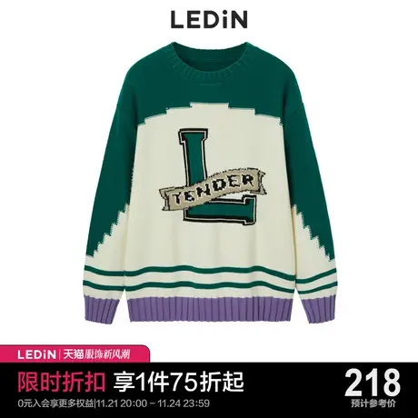 乐町撞色毛衣女早秋新款学院风针织衫C1EEC4201图片