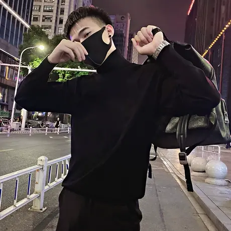 纯色高领毛衣男冬季ins潮流修身针织衫百搭打底秋冬套头日系个性商品大图