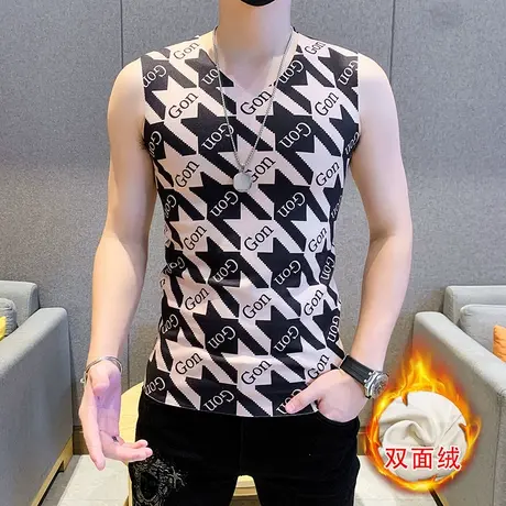 保暖背心男士加绒德绒无痕内穿潮流冬季马甲打底内衣紧身2023马夹商品大图