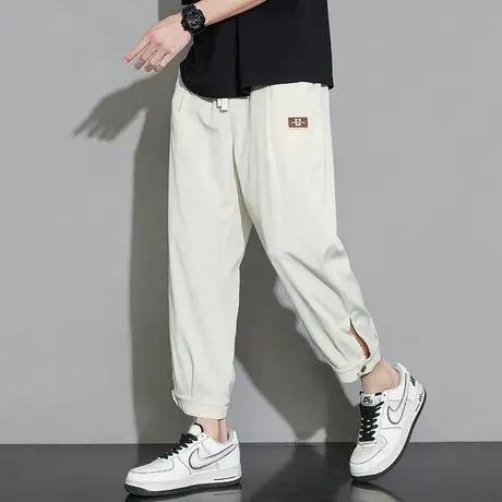 冰丝裤子男士夏季薄款潮牌宽松束脚卫裤男凉感帅气青少年休闲长裤商品大图