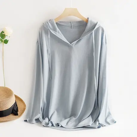 显瘦连帽纸片人薄毛衣卫衣内搭新款罩衫长袖秋冬大衣内搭针织衫女图片