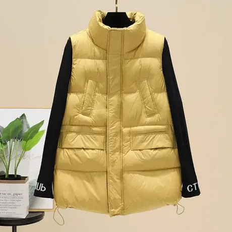 羽绒棉马甲女中长款秋冬新款加厚面包服学生立领无袖坎肩外穿马夹商品大图