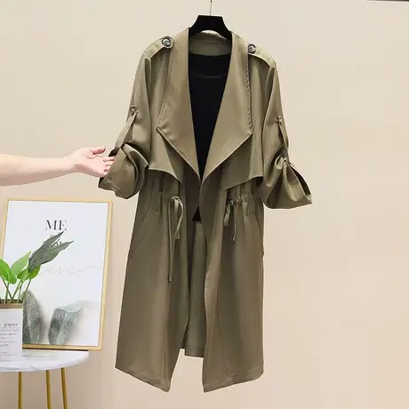 薄款风衣女中长款小个子2025年新款英伦气质收腰流行长款春季外套商品大图