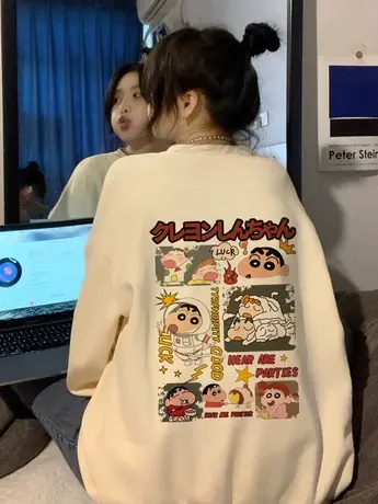 纯棉国潮卫衣女设计感小众款式秋冬季港风chic美式复古白色上衣女图片