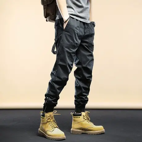 春季新款工装裤男潮牌多口袋休闲男士长裤子ins宽松小脚束脚裤男商品大图