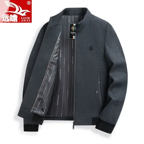秋季男士立领夹克衫2023新款中年爸爸春秋装外套男春秋款休闲上衣商品大图