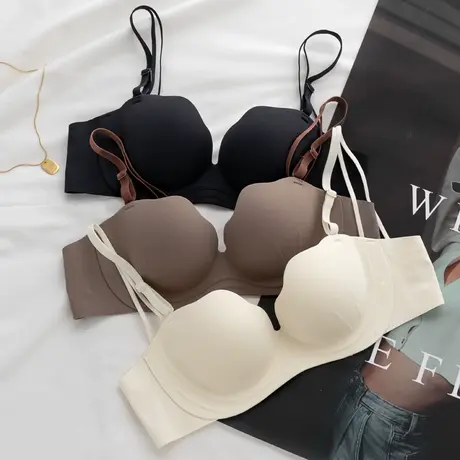 无痕内衣女士小胸聚拢显大圆圆胸bra无钢圈收副乳上托防下垂文胸商品大图