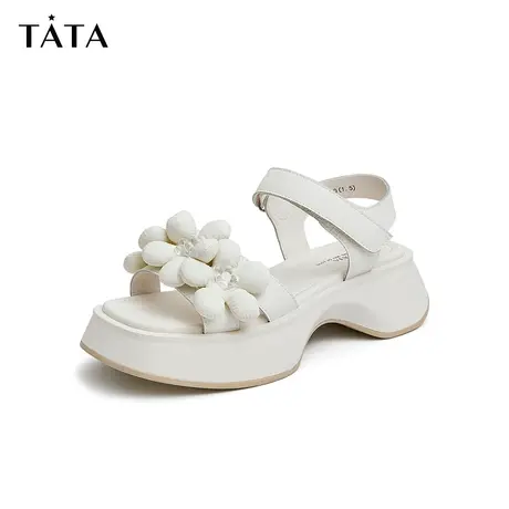 百补直播Tata他她时尚厚底沙滩运动凉鞋女鞋增高松糕鞋新GSA01BL2商品大图