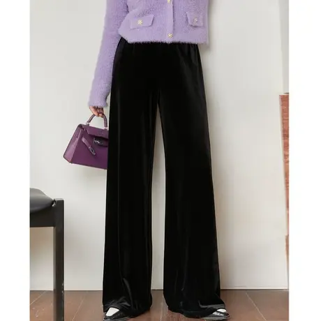 素飞T60584新中式冬季松紧腰丝绒裤图片