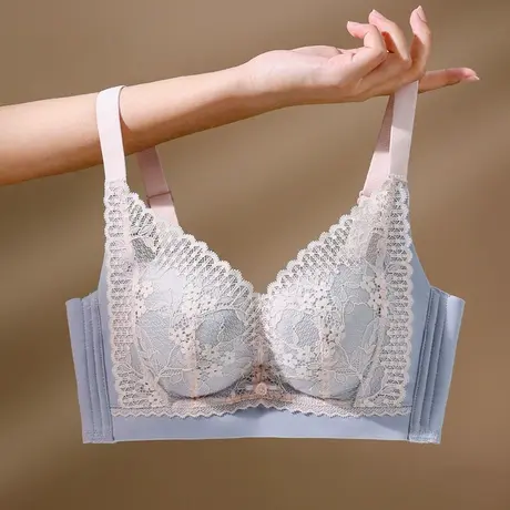 小胸内衣女聚拢上托加厚款收副乳蕾丝性感无钢圈无磁不空杯文胸罩商品大图