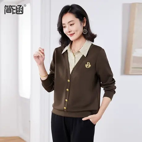 英伦学院风假两件卫衣女2024春季新款减龄洋气短款T恤上衣图片