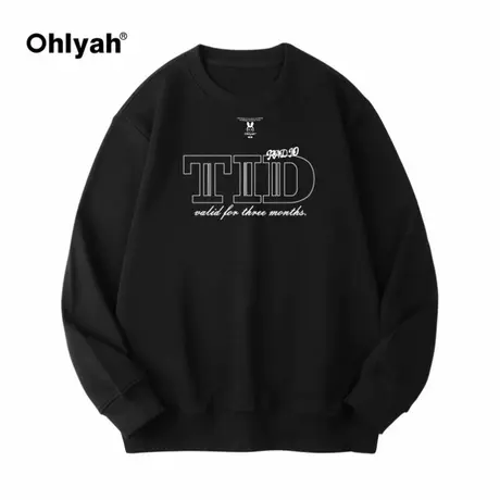 Ohlyah圆领卫衣男春秋无帽港风宽松大码潮牌秋冬学生长袖cec外套商品大图