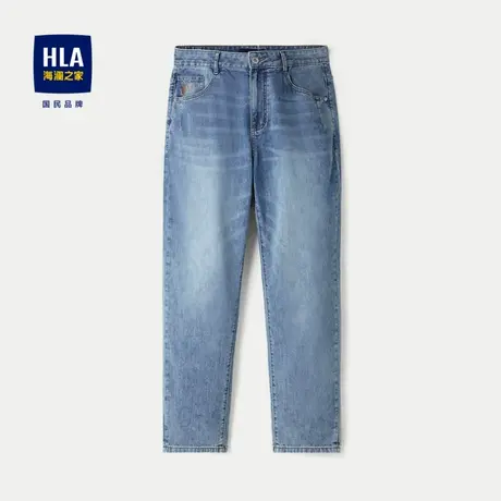 HLA/海澜之家宽松牛仔裤2024春夏新款洗水工艺锥形九分裤男图片