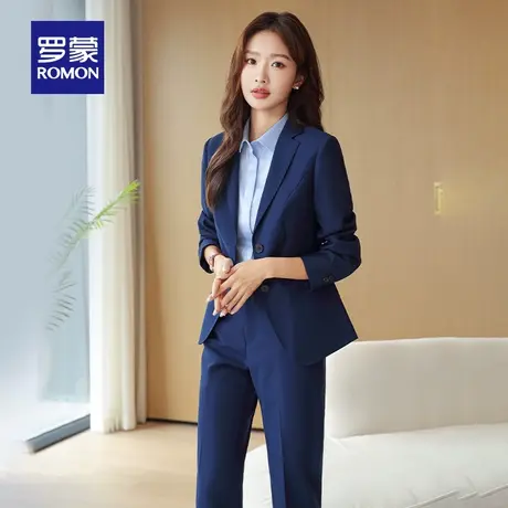 罗蒙女士西服套装2024春季职业装修身显瘦商务休闲通勤休闲风西服商品大图