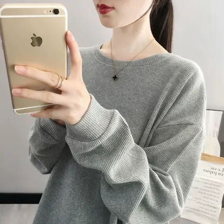 初秋卫衣女春秋薄款卫衣2023年新款潮女士宽松圆领外套女秋季上衣商品大图