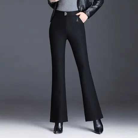通勤微喇西装裤女秋冬2023新款高腰加绒长裤气质显瘦休闲喇叭裤子商品大图