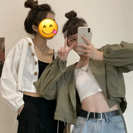 oversize短款卫衣女2020春秋薄款宽松韩版潮ins上衣bf慵懒风外套图片