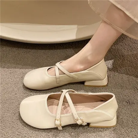 玛丽珍小皮鞋女粗跟2023年春季新款法式温柔仙女风配裙子单鞋女鞋商品大图