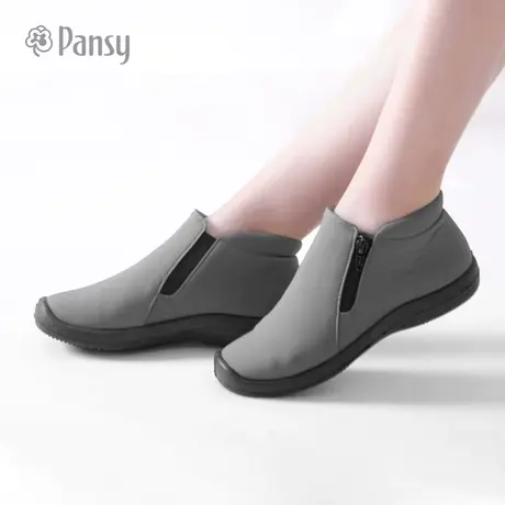 Pansy日本女鞋平跟防滑平底舒适单鞋中帮防拨水休闲鞋秋款4820图片