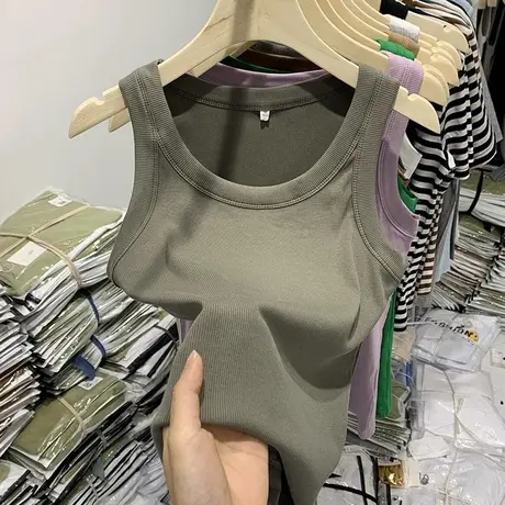夏季吊带防走光运动背心女2023新款宽肩带内搭打底衫无袖上衣外穿商品大图