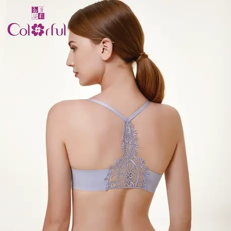 Colorful/多彩多姿内衣女无钢圈无痕前扣聚拢美背中厚杯文胸C6885商品大图