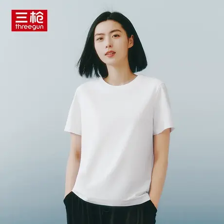 三枪T恤女2024冰泉棉弹力圆领轻薄透气吸汗抗菌防紫外短袖打底衫商品大图