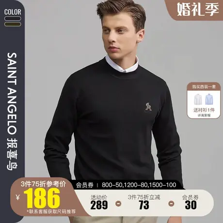 报喜鸟2023秋季新款男商务休闲羊毛衫修身保暖毛衣针织衫打底上衣商品大图