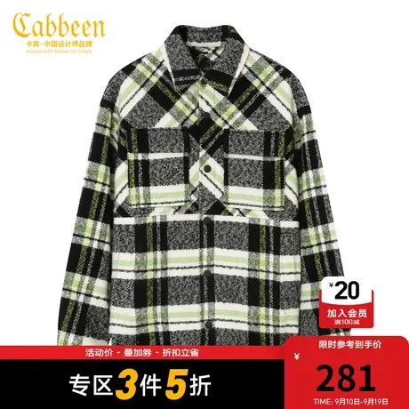 卡宾男装呢外衣时尚男士格纹夹克潮流宽松街头外套W商品大图