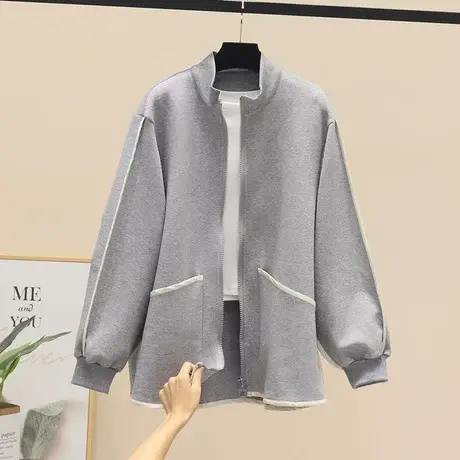 洋气宽松立领开衫卫衣外套女2023秋季新款设计感慵懒风夹克上衣潮图片