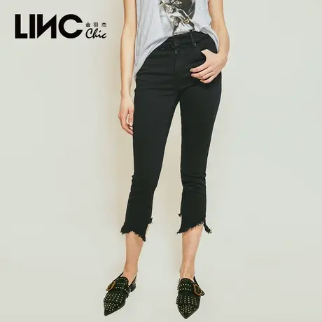 断码清仓LINC金羽杰2023秋季新款毛边九分裤铅笔裤水洗牛仔裤女商品大图