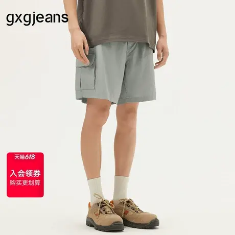 gxg.jeans男装 浅灰色户外大口袋工装宽松直筒短裤男 25年夏新品图片