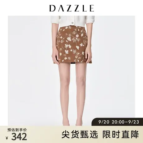 DAZZLE地素奥莱 复古南法花卉印花A字半身裙女2D2S2176K图片