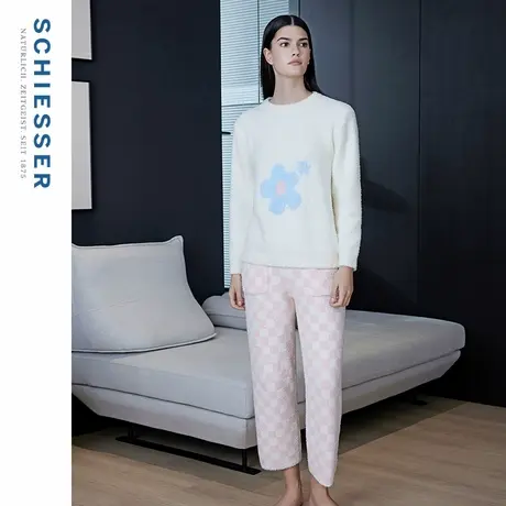 SCHIESSER舒雅女士暖绒绒半边绒加绒加厚睡衣家居服套装21520H图片