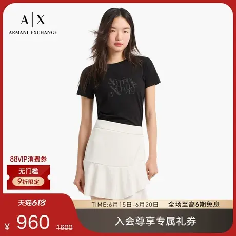 ARMANI EXCHANGE/阿玛尼2025夏季新款女士不对称荷叶边半身短裙图片