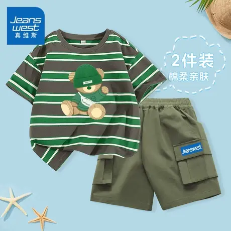 真维斯童装男童短袖t恤男孩2025新款夏季休闲半袖儿童条纹体恤衫图片