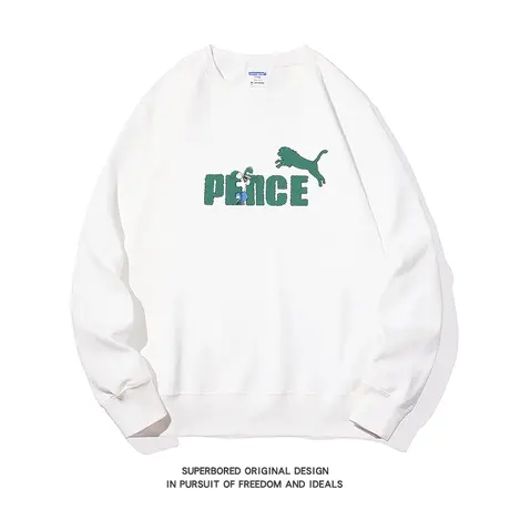 美式休闲趣味卡通字母印花圆领卫衣男2023新款宽松休闲情侣装上衣图片