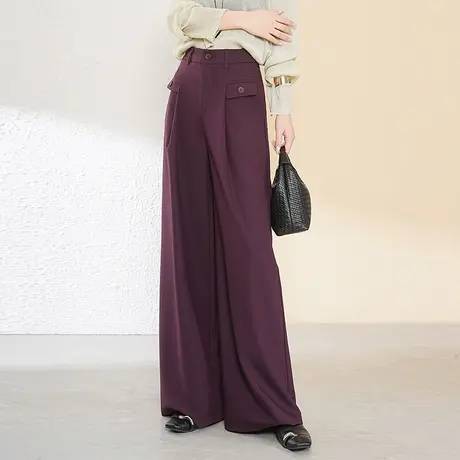 韩版拖地西装阔腿裤女2025秋季新款高腰垂感宽松通勤休闲大脚裤子商品大图