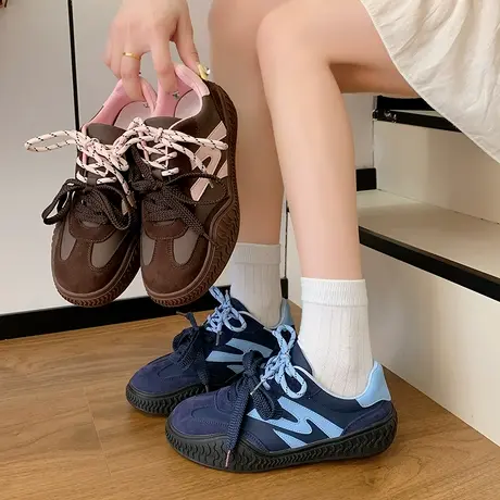 时尚百搭休闲鞋女2025年新款秋季网红爆款运动鞋平底气质高级单鞋商品大图