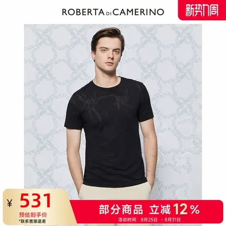 [时尚印花]ROBERTA诺贝达男装男士短袖T恤夏季新款圆领休闲T恤男图片