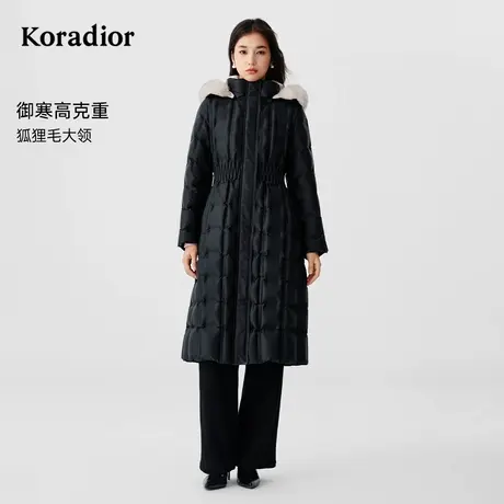 【花瓣羽绒】珂莱蒂尔2025冬新狐狸毛领90鸭绒修身加厚中长羽绒服商品大图