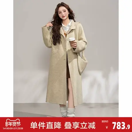 唐狮2026秋冬季女休闲呢大衣超好看时尚百搭加厚保暖翻领温柔气质图片