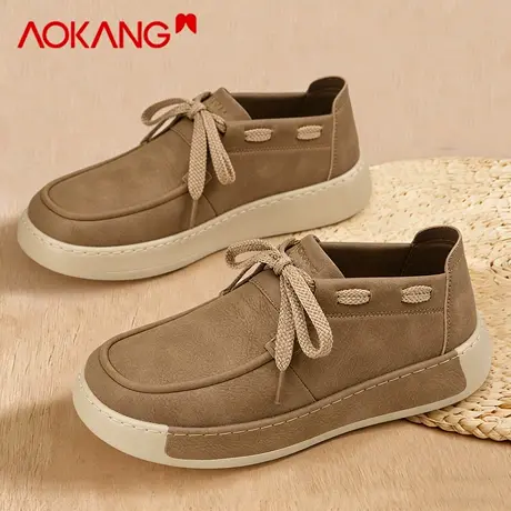 奥康男鞋2026新款春季老钱风轻便软底一脚蹬板鞋宽楦休闲男士皮鞋图片