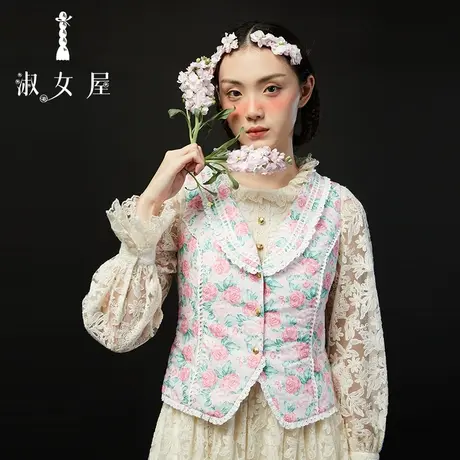 淑女屋官方旗舰店青果领夹棉马甲女外搭新款2023新款小香风背心图片