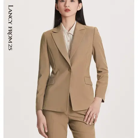 朗姿商场同款职业气质西装正装女春秋季浅咖色短款西服外套上衣图片