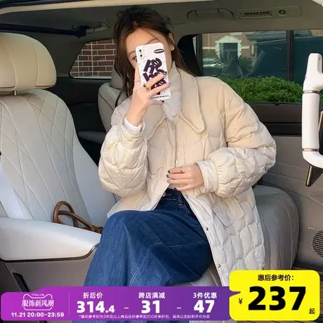 唐狮新款羽绒服女白色轻薄翻领今年流行ins潮超好看冬天爆款外套商品大图