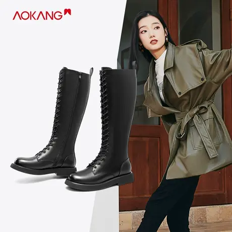 奥康女鞋 时尚潮流气质时装靴高筒马丁靴不过膝长靴时尚骑士靴潮图片
