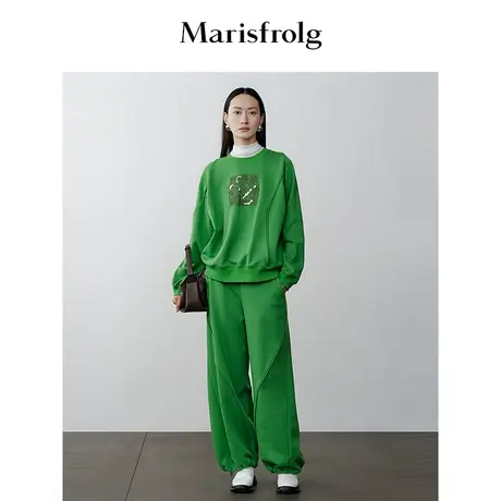 【商场同款】玛丝菲尔秋冬季新款美式圆领套头卫衣外套女商品大图